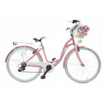 Dámsky retro bicykel 28" Lavida 7-prevodový [A] Ružový, biele kolesá